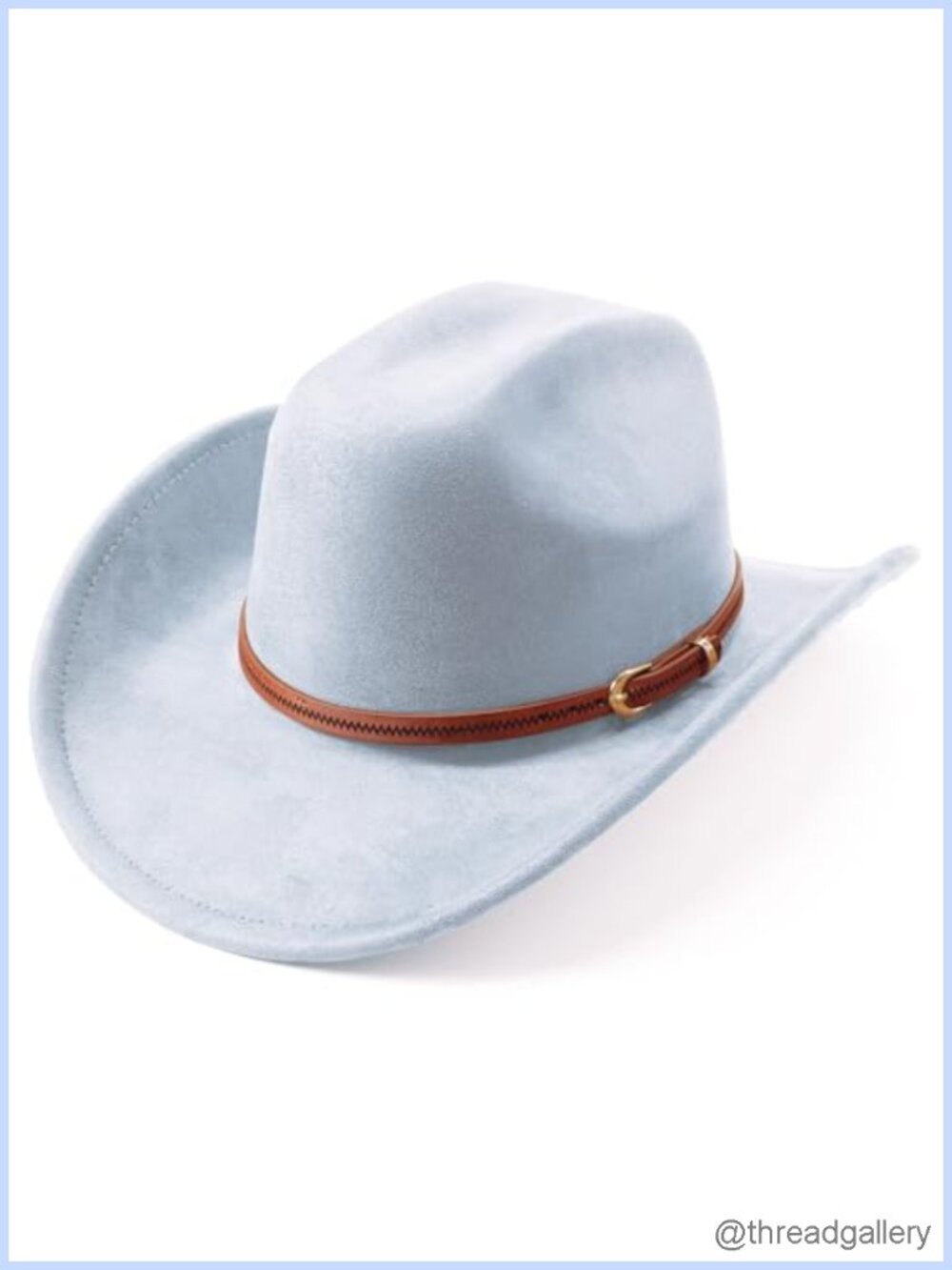 Wide Brim Felt Cowboy Hat with Belt Buckle Adjustable Fit